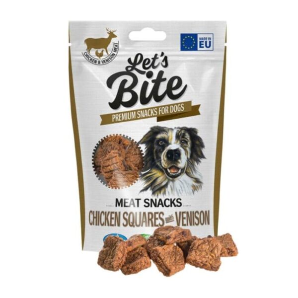 BRIT LETS BITE MEAT SNACKS CHICKEN SQUARES WITH VENISON